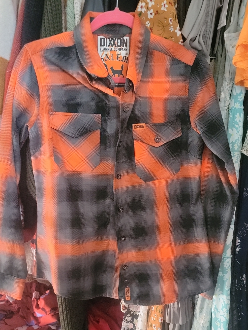 DIXXON Orange and Black Plaid Flannel Shirt